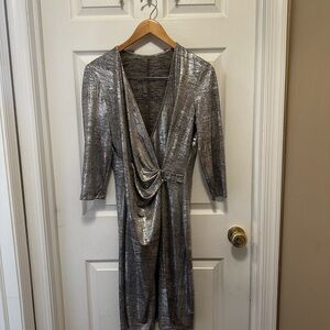 Elegant Silver Wrap Dress